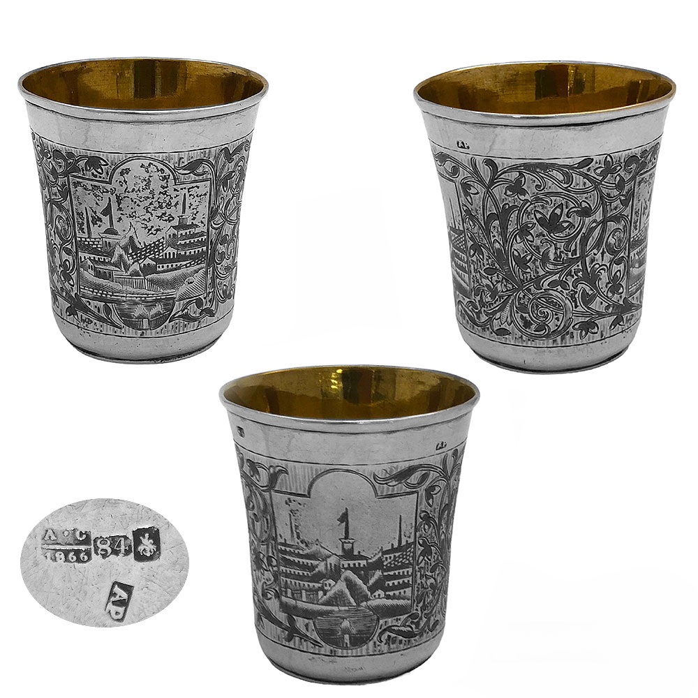 Russian Niello Silver Beaker 1866